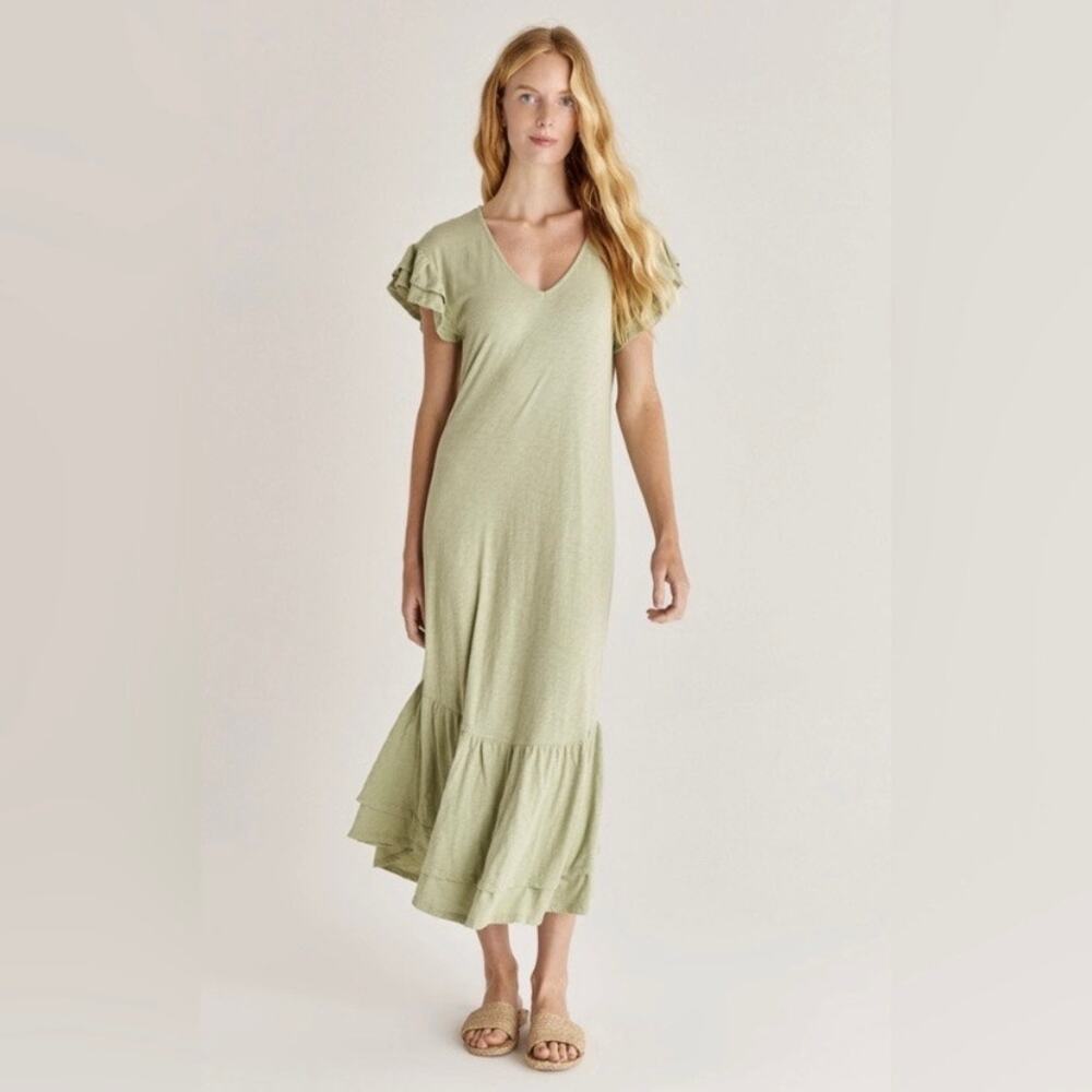 Z Supply Green Zella Cotton Slub Midi Dress Sz.S